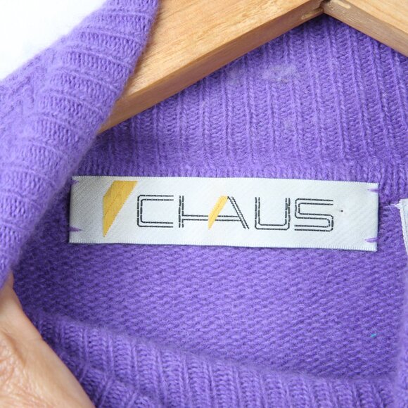 Vintage CHAUS Lambswool/Angora Blend Embroidered Line Art Turtleneck Sweater - Picture 8 of 12